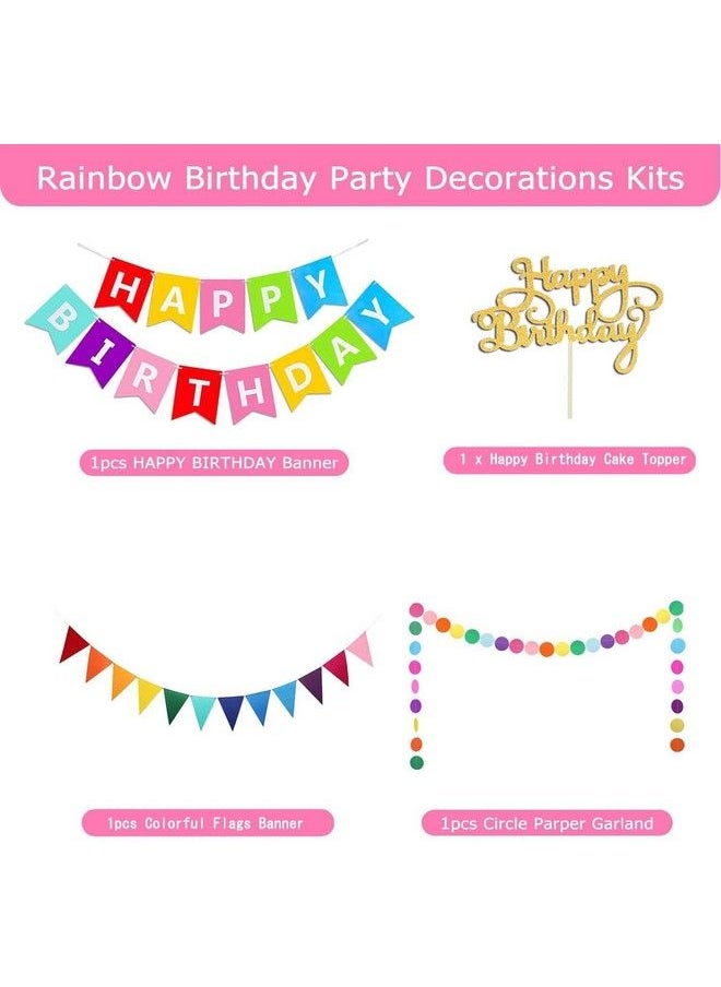 Traveler Happy Birthday Banner With Cake Topper Rainbow Birthday Banner Colorful Circle Paper Garland With Colorful Triangle Flags For Birthday Party Supplies Happy Birthday Decorations(Colorful)  - Image 4