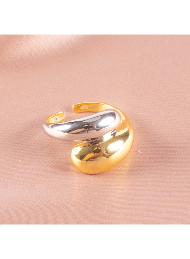 The Black Pearl Accessories Two Tone Gold Plated Free Size Ring  - Image 2