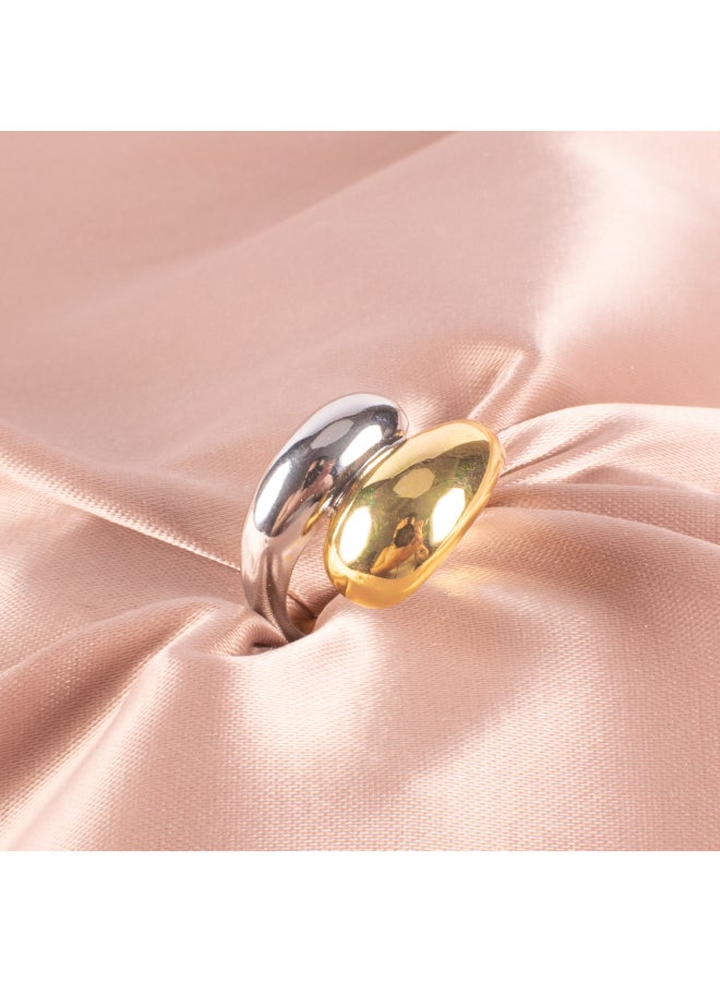 The Black Pearl Accessories Two Tone Gold Plated Free Size Ring  - Image 1