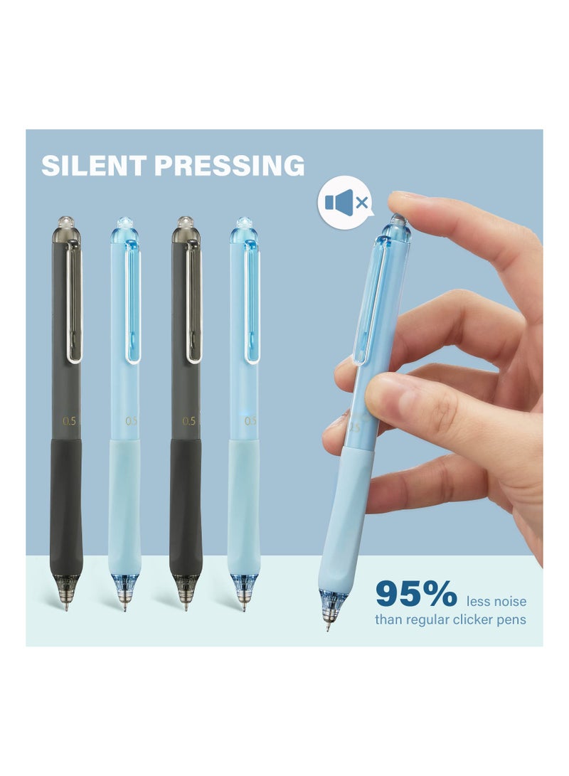 Gel Pens, Quick Dry Ink Fine Point 0.5mm, Retractable Rolling Ball 6 Black/6 Blue Ink Pen, Click Silent Pens Set for Journaling Notetaking Drawing Sketching, Smooth Writing Non Bleed (12PCS) - Image 2