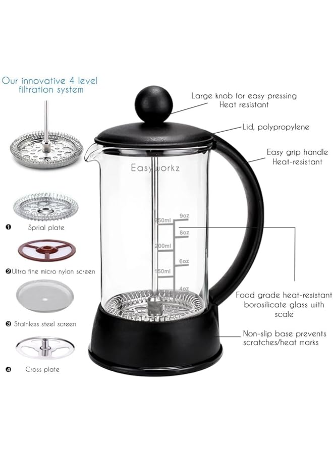 إيروريكس ماكينة تحضير القهوة والشاي إكليبس الفرنسية بسعة 350 مل مع زجاج البورسليكات - Image 3