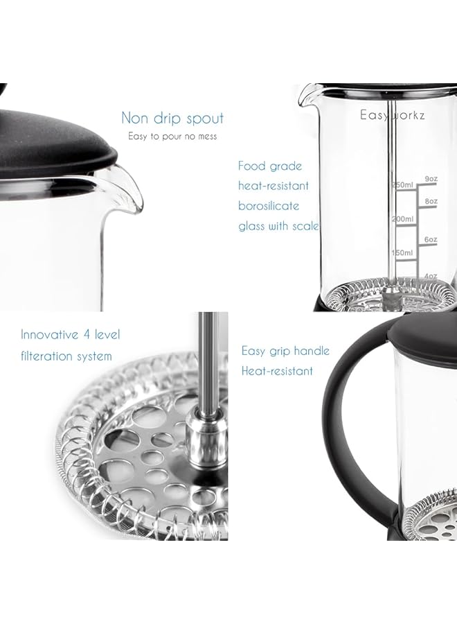 إيروريكس ماكينة تحضير القهوة والشاي إكليبس الفرنسية بسعة 350 مل مع زجاج البورسليكات - Image 4