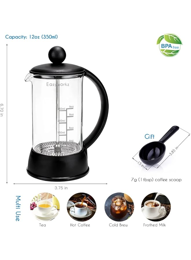 إيروريكس ماكينة تحضير القهوة والشاي إكليبس الفرنسية بسعة 350 مل مع زجاج البورسليكات - Image 2