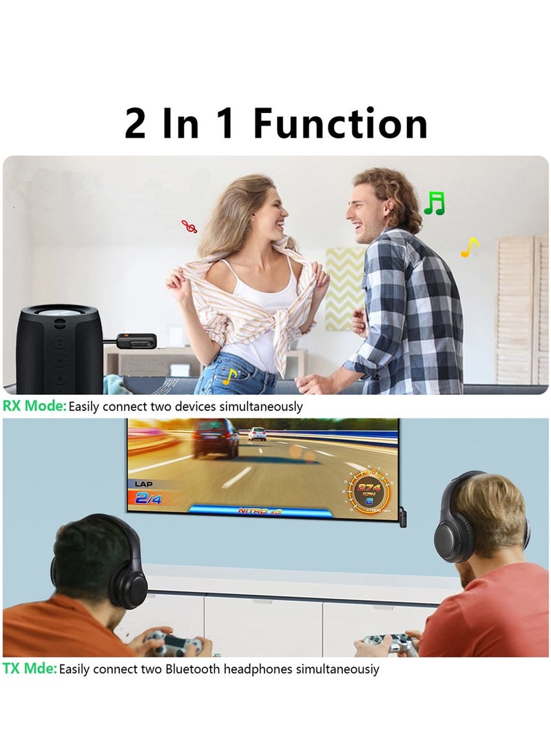 Captaintech Dual 2 in 1 Bluetooth 52 Transmitter Receiver Wireless Adapter for PC TV Car 35mm Noise Cancelling Sound System - Image 3