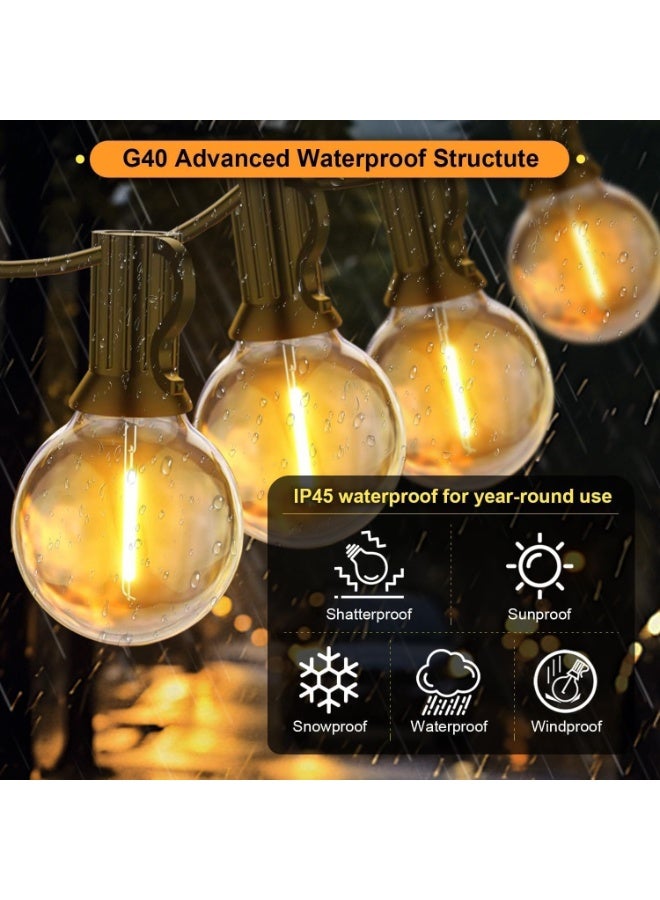 يوڠام أضواء فيستون خارجية بطول 30.5 متر / 100 قدم، 50 لمبة + 2 لمبات احتياطية، لمبات LED G40، أبيض دافئ، مقاومة للكسر والماء، قابلة للتوصيل، أضواء معلقة للمنزل، الحديقة الخلفية، الحدائق، الشرفات، والخيام - Image 2