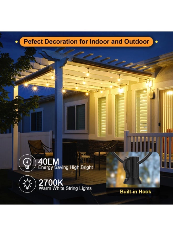 يوڠام أضواء فيستون خارجية بطول 30.5 متر / 100 قدم، 50 لمبة + 2 لمبات احتياطية، لمبات LED G40، أبيض دافئ، مقاومة للكسر والماء، قابلة للتوصيل، أضواء معلقة للمنزل، الحديقة الخلفية، الحدائق، الشرفات، والخيام - Image 5