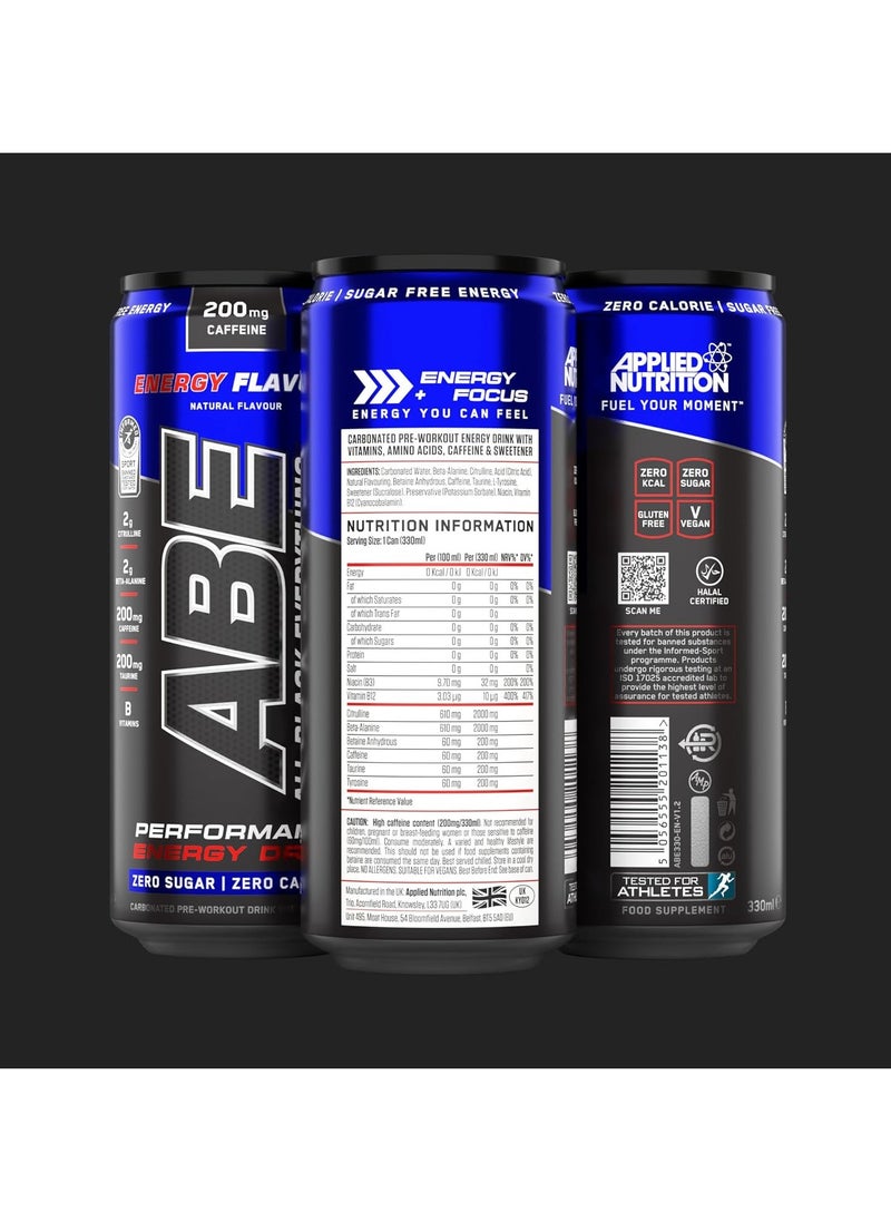 Applied Nutrition - Abe Ultimate Pre Workout Drink, Energy Flavor 330 ML Pack of 12 - Image 1