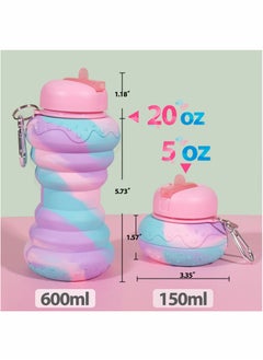 Excefore Collapsible Water Bottle Leak Proof Twist Cap BPA Free Silicone Foldable, Portable Sports Cups with Flip Spout for Gym Camping Sports Lightweight Travel Bottle, 20 oz  - Image 4