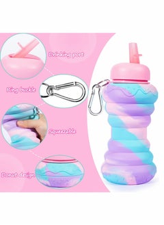 Excefore Collapsible Water Bottle Leak Proof Twist Cap BPA Free Silicone Foldable, Portable Sports Cups with Flip Spout for Gym Camping Sports Lightweight Travel Bottle, 20 oz  - Image 5