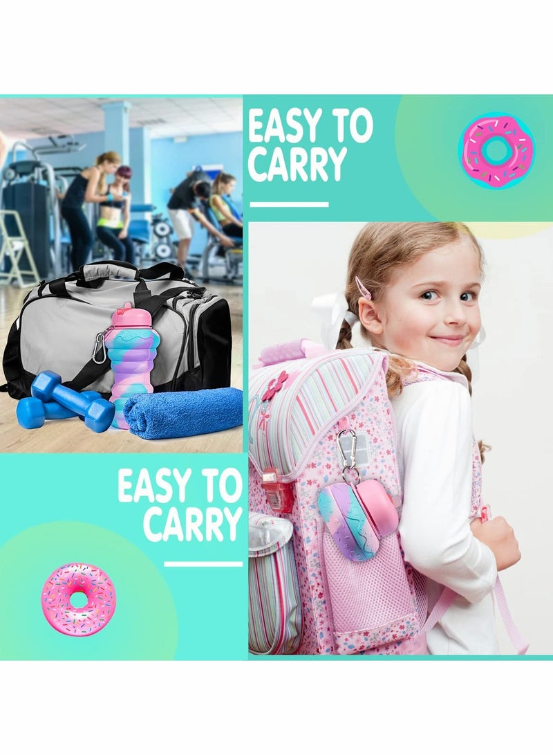 Excefore زجاجة ماء قابلة للطي مضادة للتسرب بغطاء عمودي خالية من BPA مصنوعة من السيليكون، أكواب رياضية محمولة مع فوهة قابلة للطي للياقة البدنية والتخييم والرياضة زجاجة سفر خفيفة الوزن، 20 أونصة - Image 3