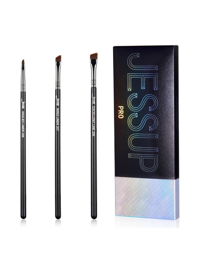 جيساب مجموعة فرش جيسوب لتحديد العيون بزاوية، 3 قطع من فرش تحديد العيون الاحترافية الدقيقة، فرش مكياج لتحديد العيون السائلة الرفيعة المائلة، لون أسود T345 - Image 1