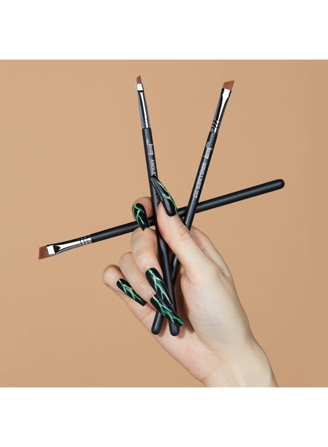 جيساب مجموعة فرش جيسوب لتحديد العيون بزاوية، 3 قطع من فرش تحديد العيون الاحترافية الدقيقة، فرش مكياج لتحديد العيون السائلة الرفيعة المائلة، لون أسود T345 - Image 3