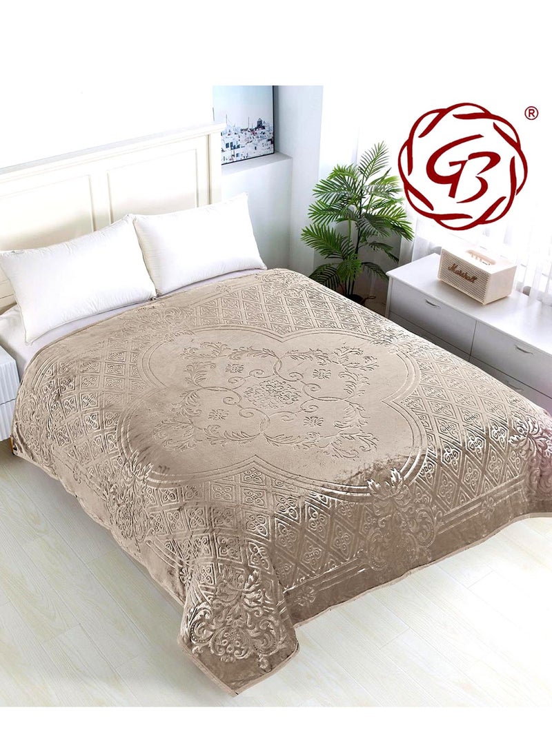 GB Embossed  Flannel Fleece Blanket Travel Blanket for Bed and Sofas Luxurious Warm and Comfortable Size 220*240 - Image 1
