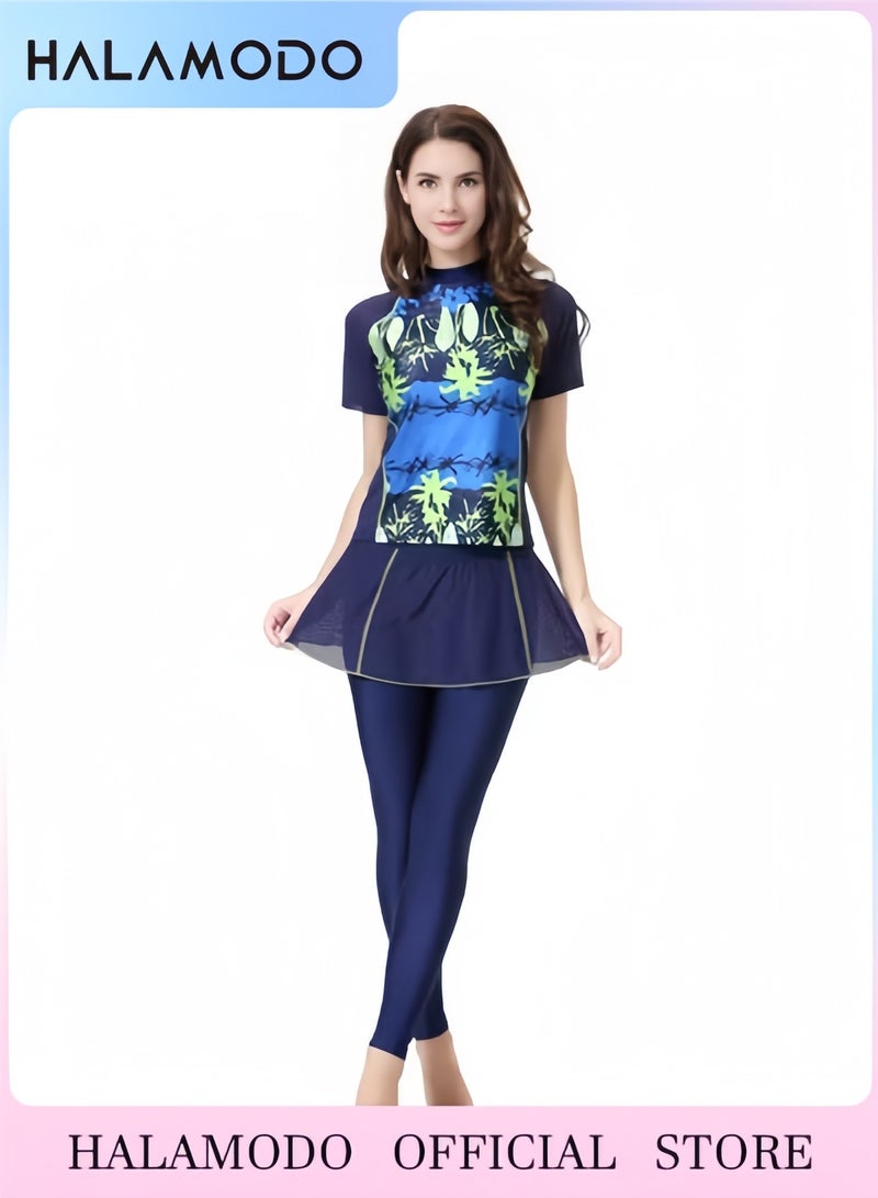 هالامودو فستان سباحة نسائي من قطعة واحدة بتنورة، ملابس سباحة للتحكم في البطن، ملابس سباحة للتنحيف، ملابس سباحة بدون أكمام - Image 1