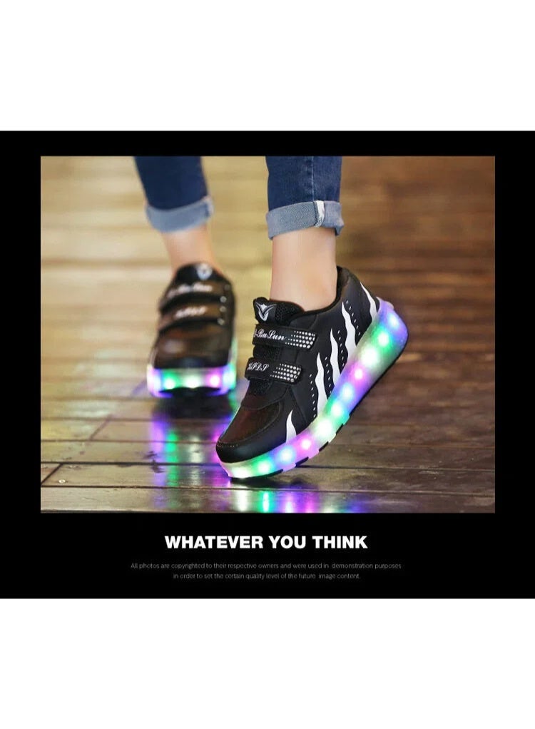 باور زلاجات جليدية مضيئة بتقنية LED، عجلات قابلة للفصل، أحذية رياضية مضيئة قابلة لإعادة الشحن، مناسبة للأطفال والكبار، نعل من البولي يوريثان الناعم، لعبة تزلج خارجية آمنة وممتعة - Image 3