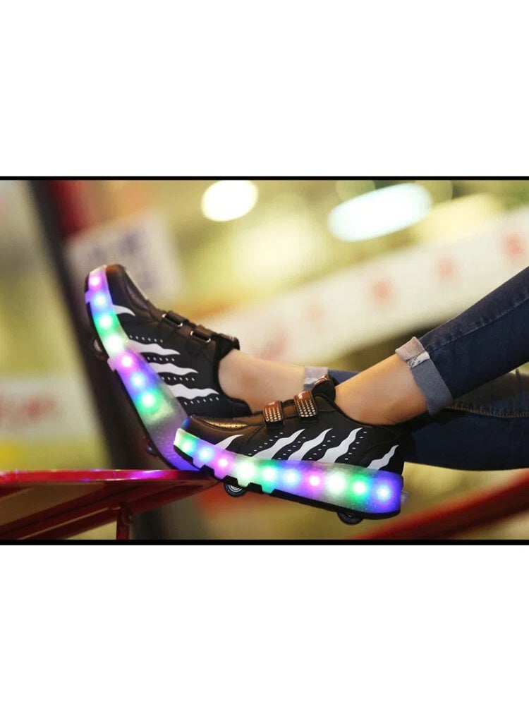 باور زلاجات جليدية مضيئة بتقنية LED، عجلات قابلة للفصل، أحذية رياضية مضيئة قابلة لإعادة الشحن، مناسبة للأطفال والكبار، نعل من البولي يوريثان الناعم، لعبة تزلج خارجية آمنة وممتعة - Image 5