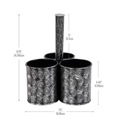 Mind Reader 3-Compartment Metal Organizer Caddy with Handle, Multi-Purpose Storage, Galvanized Metal, 7" L x 7" W x 9.5" H, Silver - Image 3