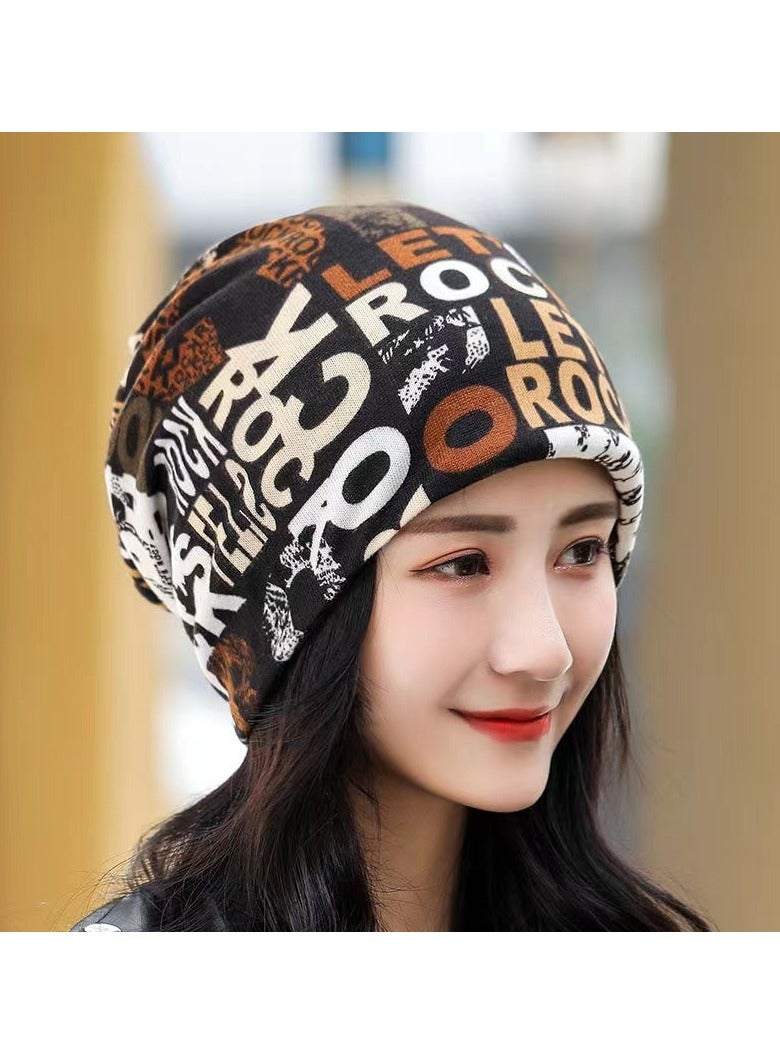 AROAQ Women Casual Beanies Hat, Autumn And Winter Comfortable Twist Hat Bib For Women, Soft Stretchy Women Knit Cap, Warm Neck Sheath Head Hat For Women Girls Teens, (Cool English)  - Image 1