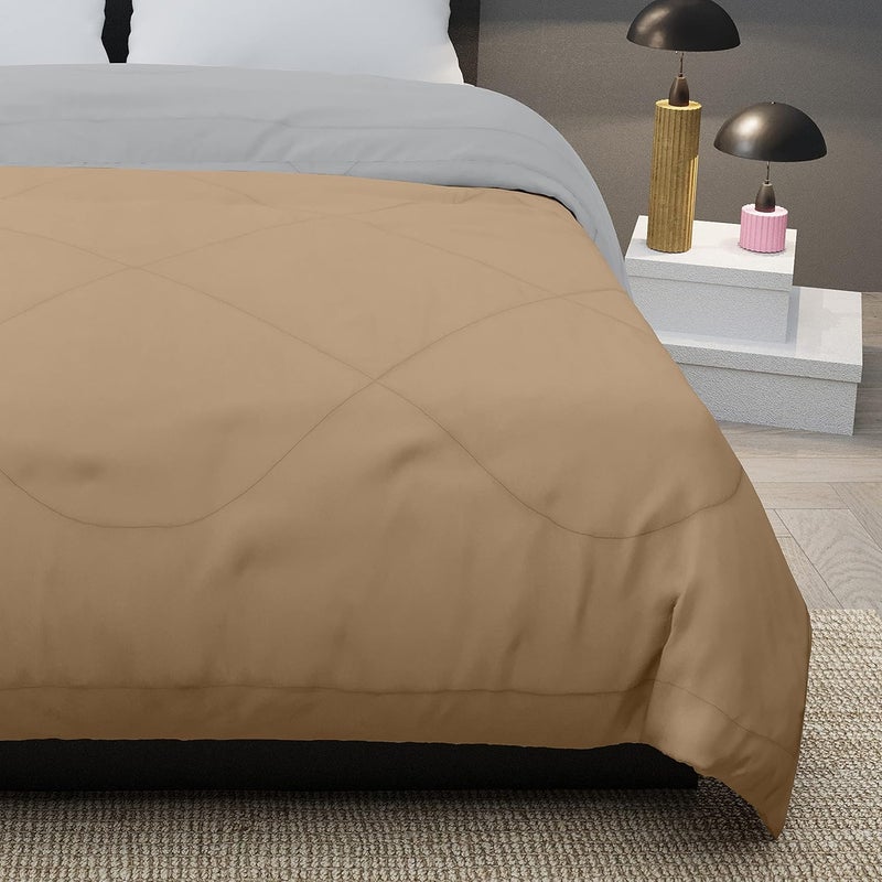 KEA KEA Microfibre Reversible Double Bed King Size ComforterDuvet for All Weather Taupe Grey 250GSMComforter Double  - Image 4
