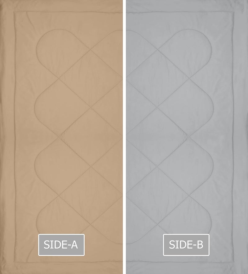 KEA KEA Microfibre Reversible Double Bed King Size ComforterDuvet for All Weather Taupe Grey 250GSMComforter Double  - Image 5