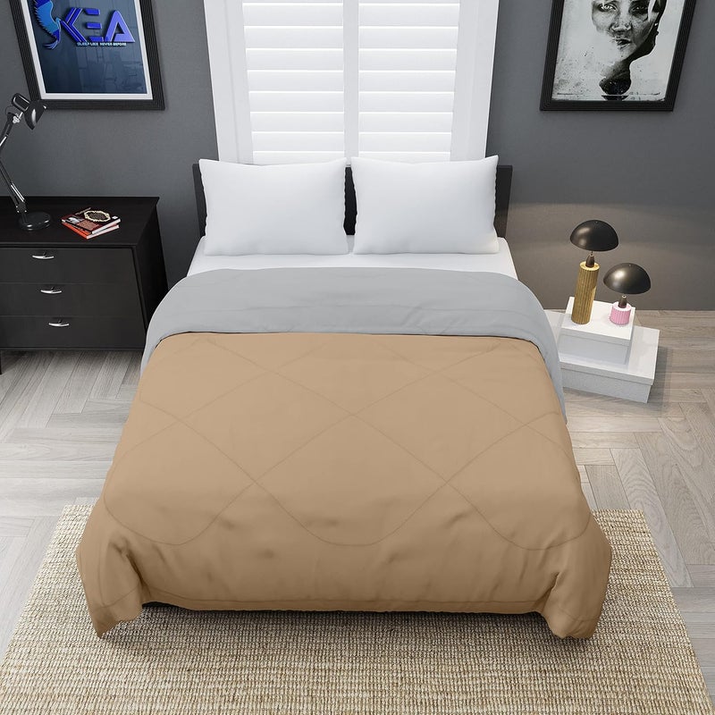 KEA KEA Microfibre Reversible Double Bed King Size ComforterDuvet for All Weather Taupe Grey 250GSMComforter Double  - Image 3