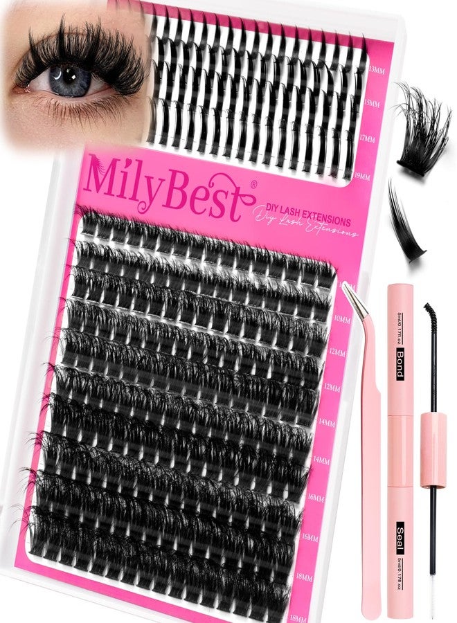 MilyBest Manga Lash Clusters Kit 100D Eyelash Clusters with DIY Spikes 13-19MM Spiky Volume Cluster Eyelash Extensions Wispy Individual Lash Extensions Kit Anime Lashes Cluster Bond & Seal Tweezer by MilyBest - Image 1