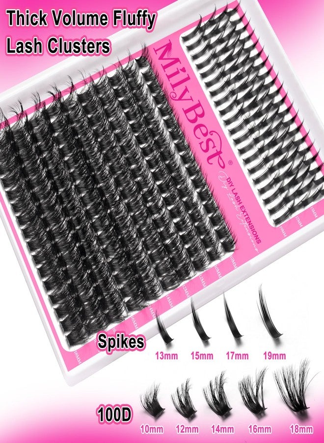 MilyBest Manga Lash Clusters Kit 100D Eyelash Clusters with DIY Spikes 13-19MM Spiky Volume Cluster Eyelash Extensions Wispy Individual Lash Extensions Kit Anime Lashes Cluster Bond & Seal Tweezer by MilyBest - Image 3