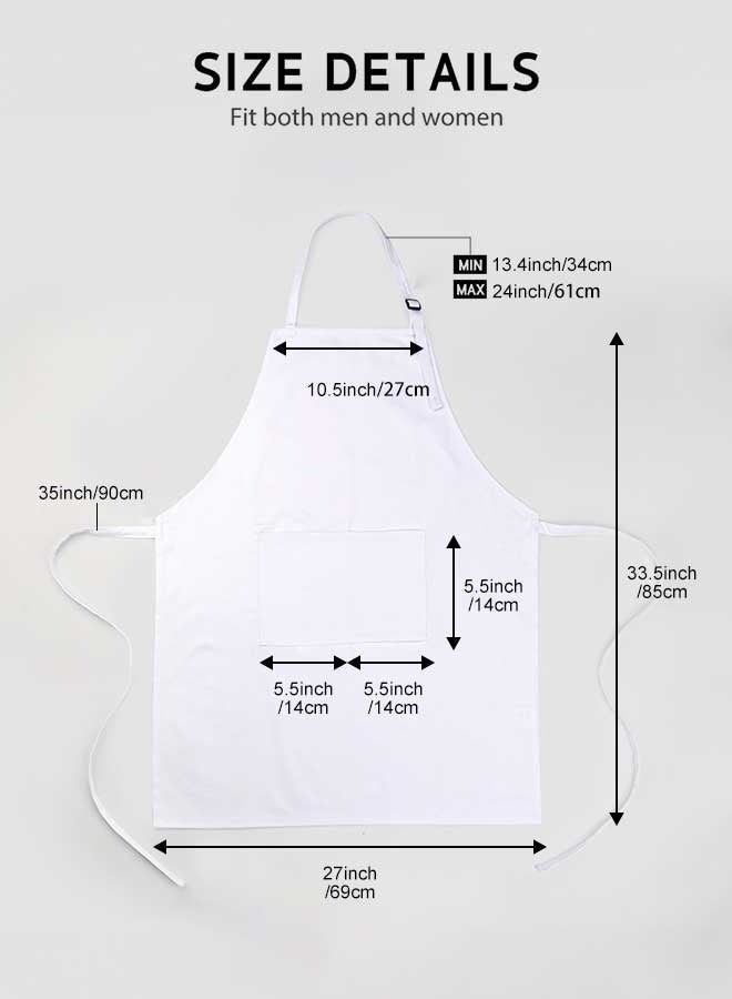 Tersely [2 Pack] Apron,Adjustable Bib Chef Apron Cooking Apron Waterdrop Resistant with 2 Pockets Cooking Kitchen Aprons for Women Men Chef(White+White) - Image 2