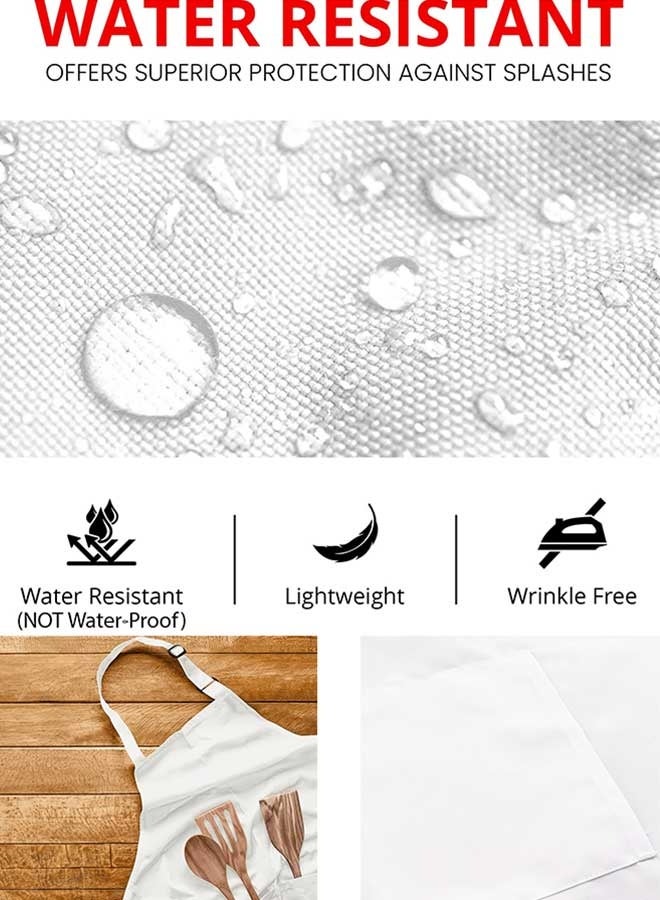 Tersely [2 Pack] Apron,Adjustable Bib Chef Apron Cooking Apron Waterdrop Resistant with 2 Pockets Cooking Kitchen Aprons for Women Men Chef(White+White) - Image 4