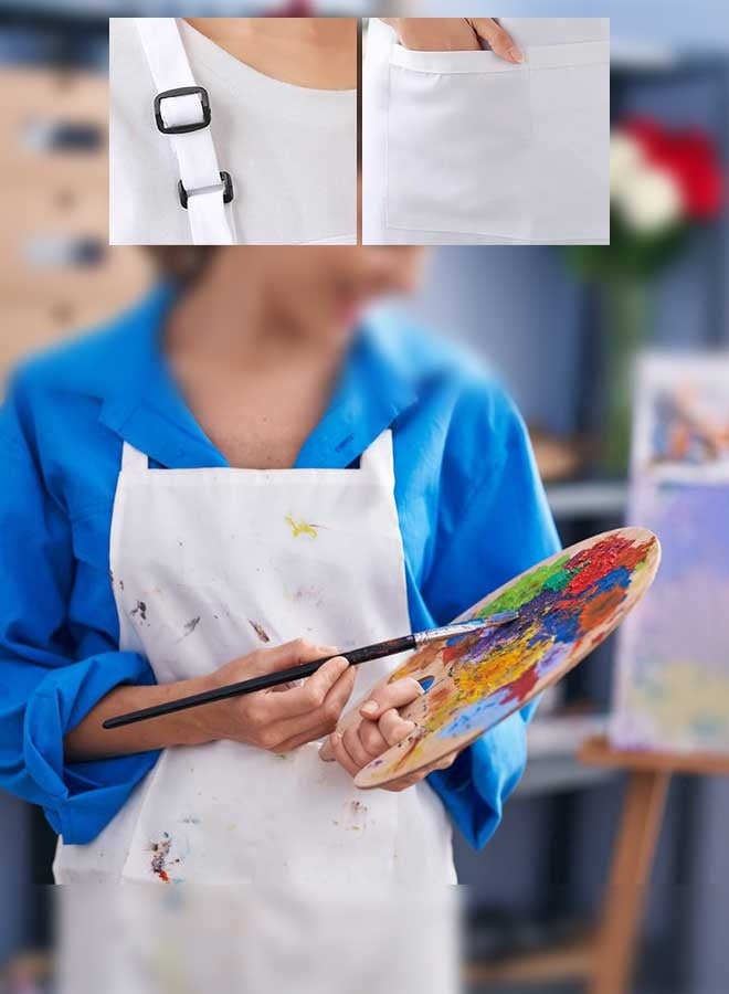 Tersely [2 Pack] Apron,Adjustable Bib Chef Apron Cooking Apron Waterdrop Resistant with 2 Pockets Cooking Kitchen Aprons for Women Men Chef(White+White) - Image 3