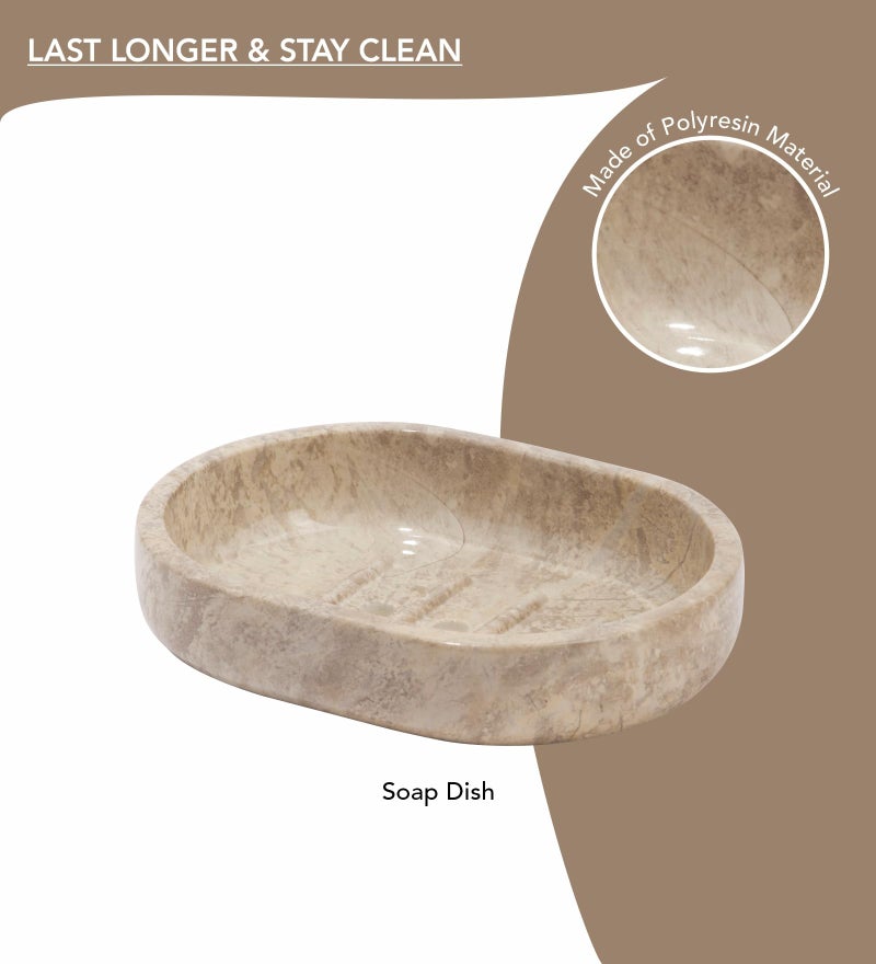 OBSESSIONS Set of 4 Pc Polyresin Bathroom Set, Brown - Image 5