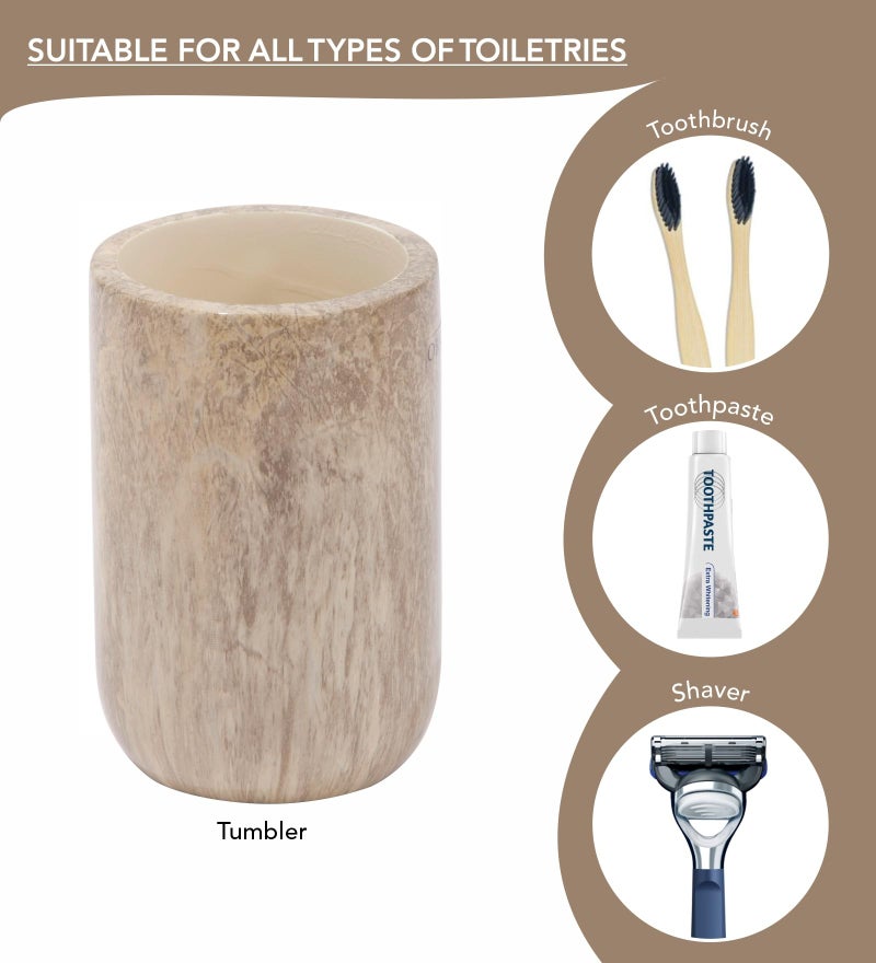 OBSESSIONS Set of 4 Pc Polyresin Bathroom Set, Brown - Image 4