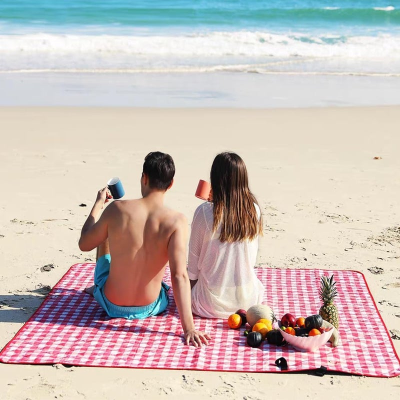 Extra Large Picnic Blanket - Waterproof Foldable Beach Mat (Red, 80x60inch) - Image 3