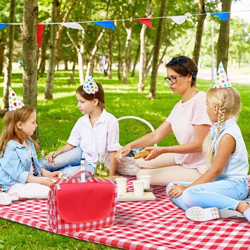 Extra Large Picnic Blanket - Waterproof Foldable Beach Mat (Red, 80x60inch) - Image 4