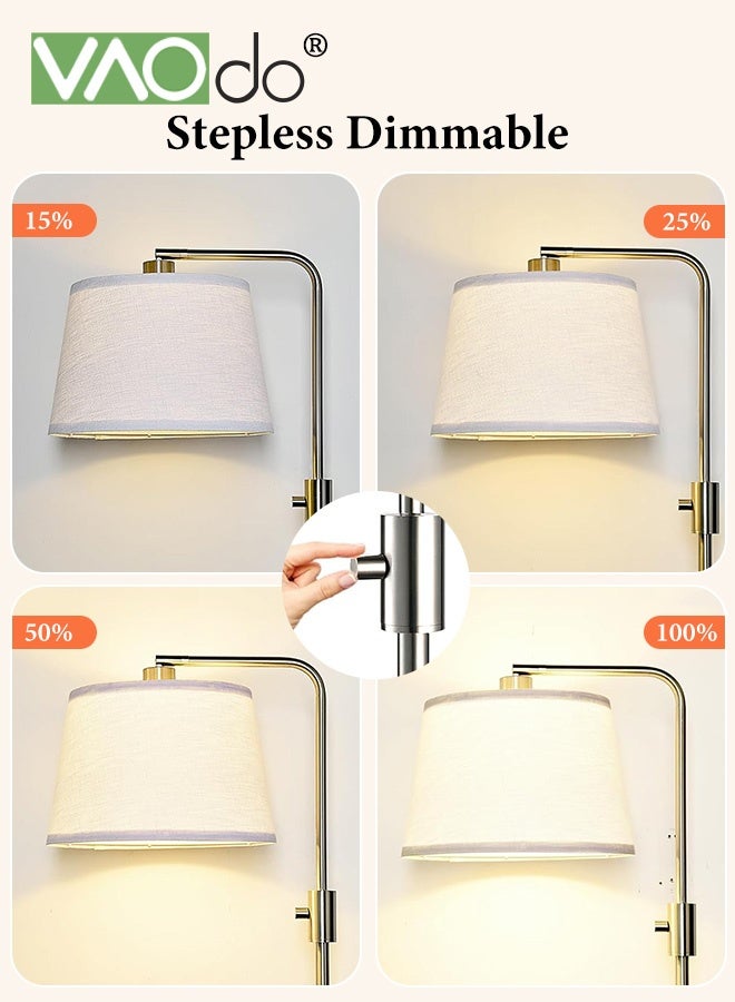 VAOdo Dimmable Floor Lamp, 1000 Lumens LED Bulb Included, Arc Floor Lamps for Living Room, Modern Standing Lamp with Linen Shade, Tall Lamp for Bedroom Office Dining Room - Image 4