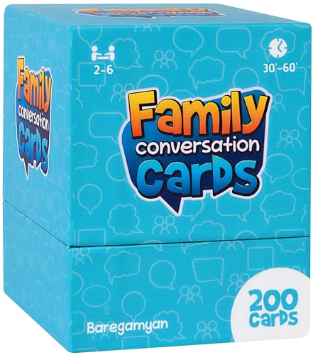 Baregamyan 200 Family Conversation Cards for Kids Parents Teen Conversation Starters for Families Get to Know Each Other Card Games for Family Time Family Question Cards Box to Talk at Dinner Road Trip - Image 1