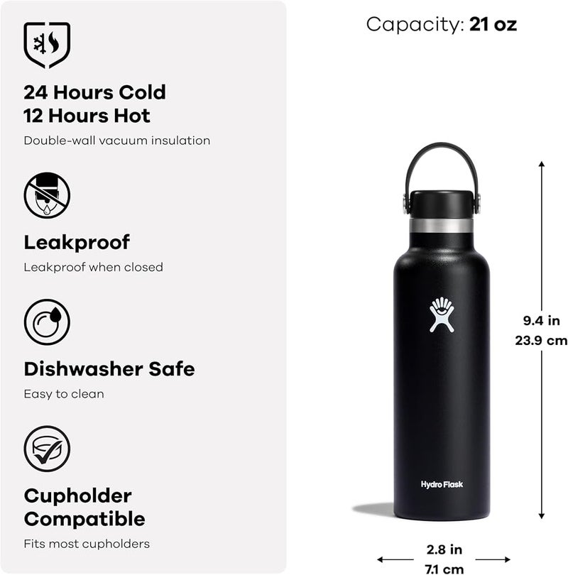 هايدرو فلاسك HydroFlask 21 أونصة، نموذج قياسي، غطاء مرن أبيض - Image 4