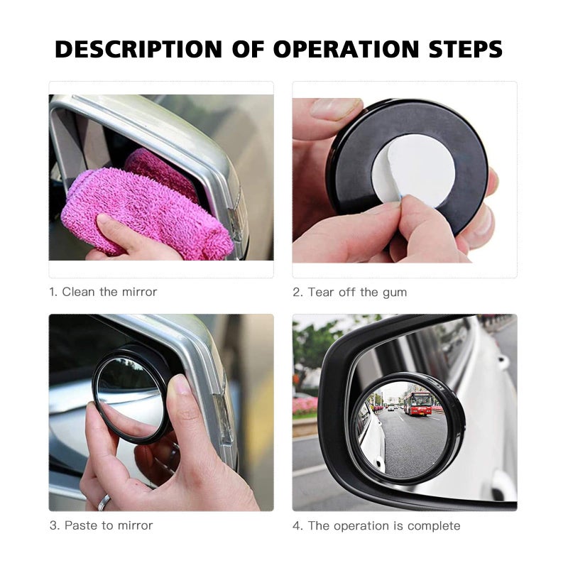 Wide Angle Blind Spot Mirror Pair Black Frame Enhanced Visibility Safe Driving - Image 4