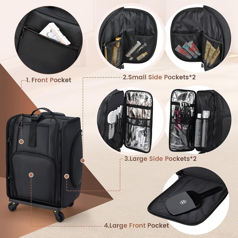 Stagiant Rolling Makeup Case Professional Travel Makeup Organizer Make up Storage Cosmetic Trolley Suitcase Makeup Storage - Image 2