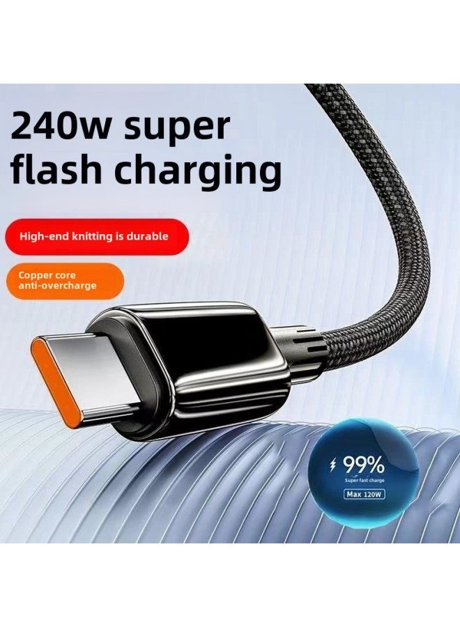 Typec Data Line 240W Super Fast Charging For Huawei P30/40 Glory Nova6/7/8 Charging Line 6A-Color:1.0m : Classy Pure Copper Does Not Damage The Machine - Does Not Get Hot - Fanyin Black [240w Flash Charging] 1 Pack  - Image 4