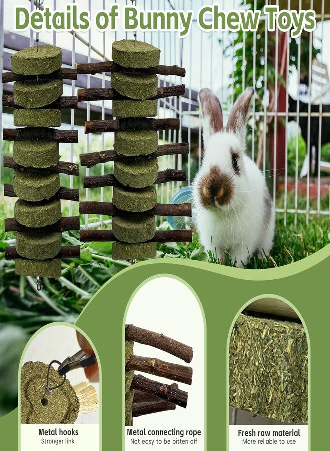 kathson 6 PCS Bunny Chew Toys for Teeth Grinding, Chinchilla Treats Organic Bamboo Sticks Natural Fruitwood Branches for Rabbits Guinea Pigs Hamsters (Fruitwood Sticks+Alfalfa Cakes) - Image 3
