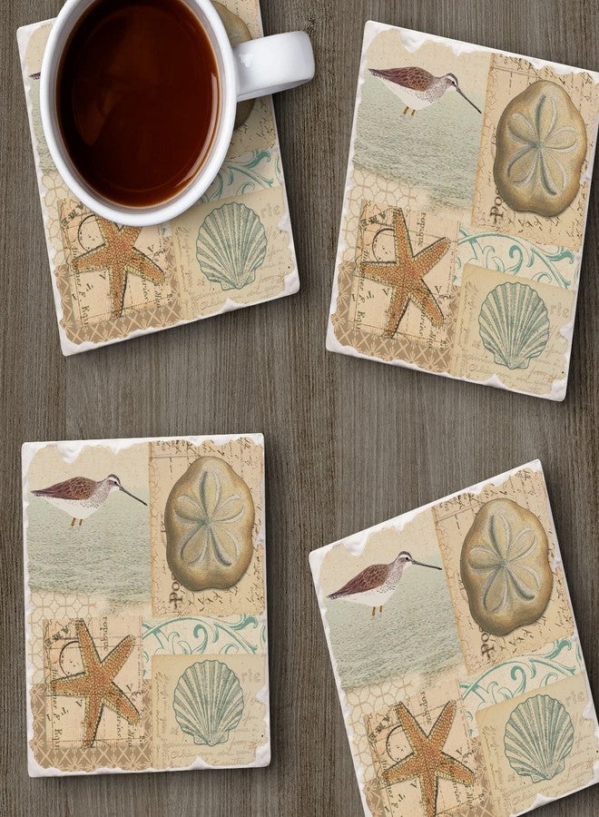 CounterArt Shell Collage Tumbled Tile Coasters, Set of 4 - Image 4