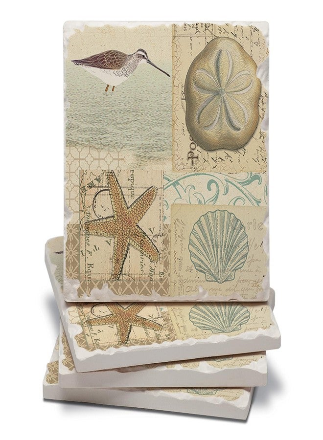 CounterArt Shell Collage Tumbled Tile Coasters, Set of 4 - Image 1