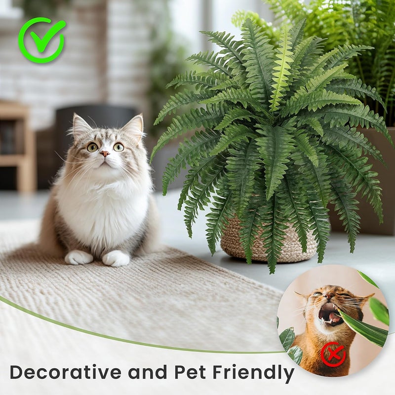 FOREST PRINCE 35" Fake Ferns, 4 Large Artificial Bonston Ferns Bushes Plants with 39 Fronds for Outdoors Garden Patio Porch Entrance Low Maintain Home Decor - Image 4