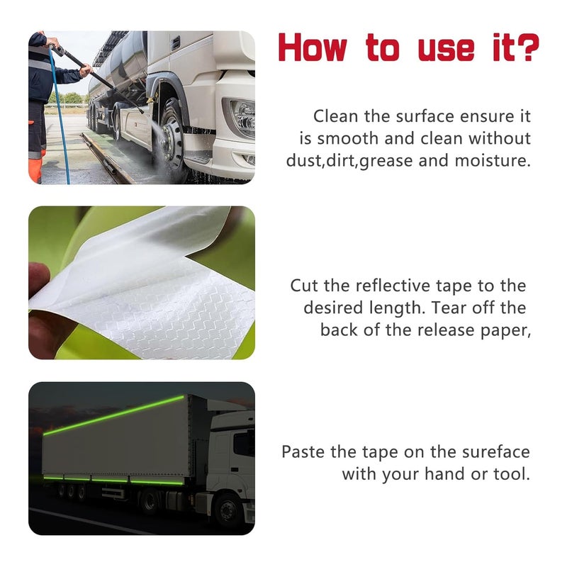 D-Fix ® High Intensity Radium Reflective Tape - 3 Meters in Length - 48mm / 2" Width - 1 Roll Per Pack - Car Bike and commercial vehicles Conspicuity reflective warning Tape (Neon Green) - Image 4