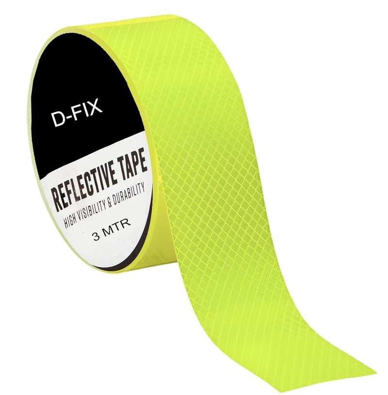 D-Fix ® High Intensity Radium Reflective Tape - 3 Meters in Length - 48mm / 2" Width - 1 Roll Per Pack - Car Bike and commercial vehicles Conspicuity reflective warning Tape (Neon Green) - Image 1