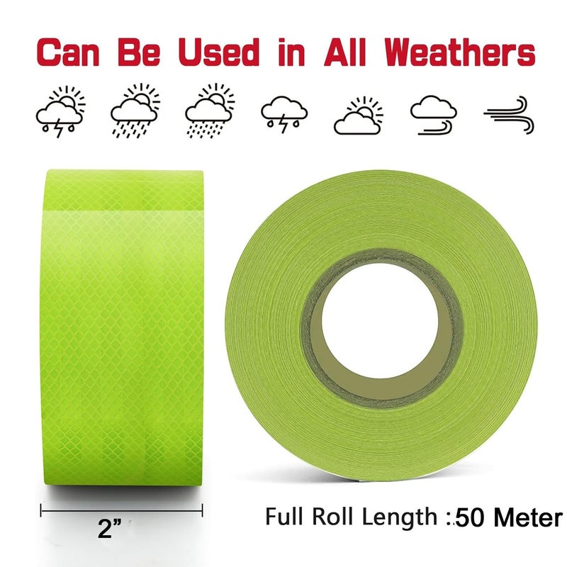 D-Fix ® High Intensity Radium Reflective Tape - 3 Meters in Length - 48mm / 2" Width - 1 Roll Per Pack - Car Bike and commercial vehicles Conspicuity reflective warning Tape (Neon Green) - Image 3