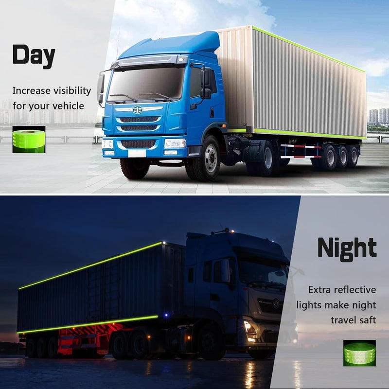 D-Fix ® High Intensity Radium Reflective Tape - 3 Meters in Length - 48mm / 2" Width - 1 Roll Per Pack - Car Bike and commercial vehicles Conspicuity reflective warning Tape (Neon Green) - Image 2