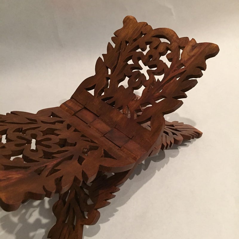 FOOWIN حامل كتاب الصلاة هدية فريدة من نوعها لعطلات رِحال رِحال خشبي منحوت 15.5"x7" - Image 5