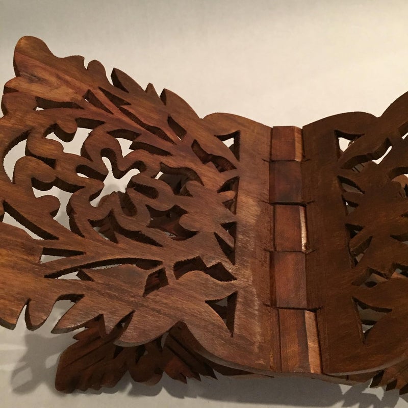 FOOWIN حامل كتاب الصلاة هدية فريدة من نوعها لعطلات رِحال رِحال خشبي منحوت 15.5"x7" - Image 3